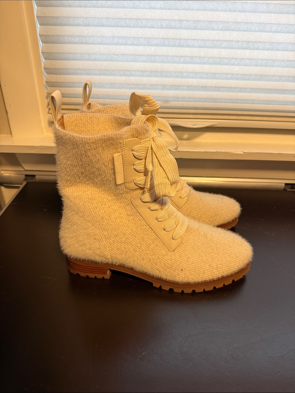 kate spade Cream Knit Lace-Up Ankle Boots